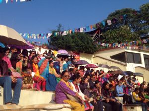 Audiences at the Rangamanch open-air-theater